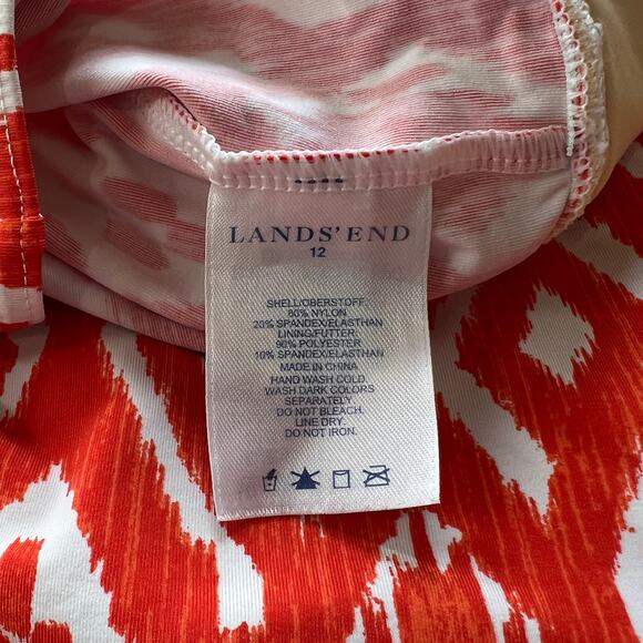Land’s End Soft Cup Halter Tankini Orange White Diamond Print 12 - Picture 4 of 4